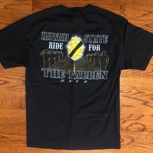 Hawaii State Ride For The Fallen 2014 Dark Blue T-Shirt Men's Large EUC